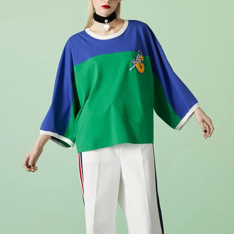 GUCCI Drop Shoulder Sleeve T Shirt Women's Multicolor-3