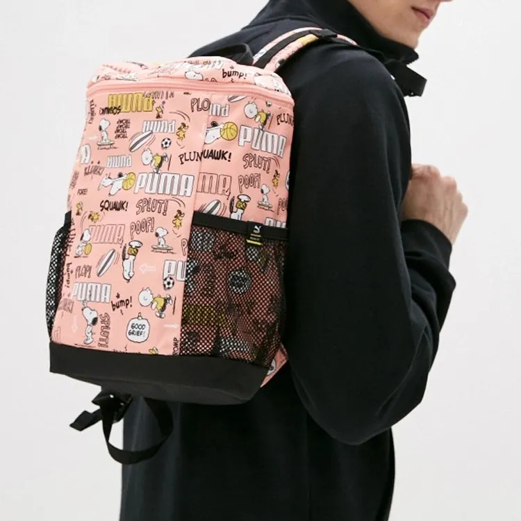 PUMA PEANUTS Snoopy Collaboration Fabric Backpack Small Size Unisex Pink-4