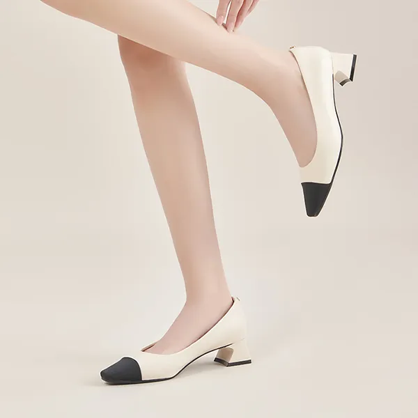 PT'SON Chunky Heel High Heels 4cm Women's-5