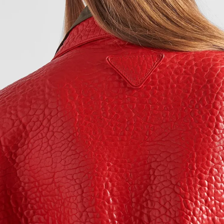 PRADA Layered collar Leather Blazer-4