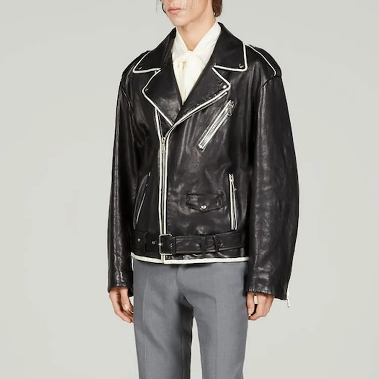 GUCCI Leather Jackets Men Black-3