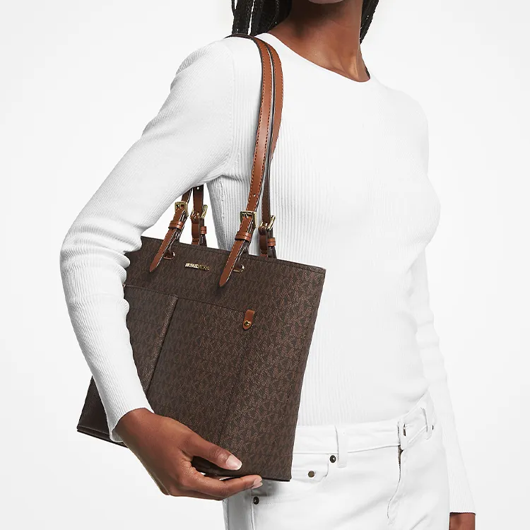 MICHAEL KORS Jet Set Canvas With Canvas Bag, Tote Bag, Shopping Bag, Shoulder Bag, Handbag Medium Size Women's Brown-4