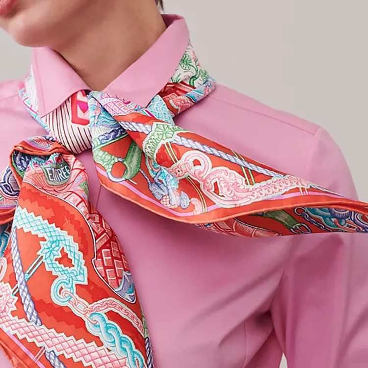HERMES Detail Silk Scarves Women's Garnet Red-1