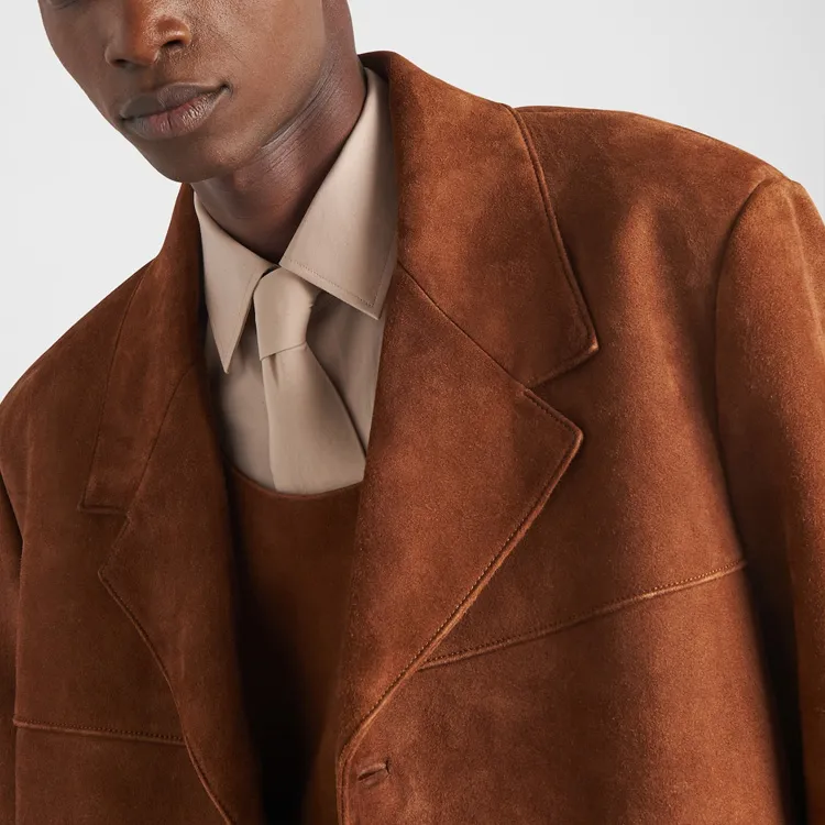 PRADA Single breasted Suede Coat-3