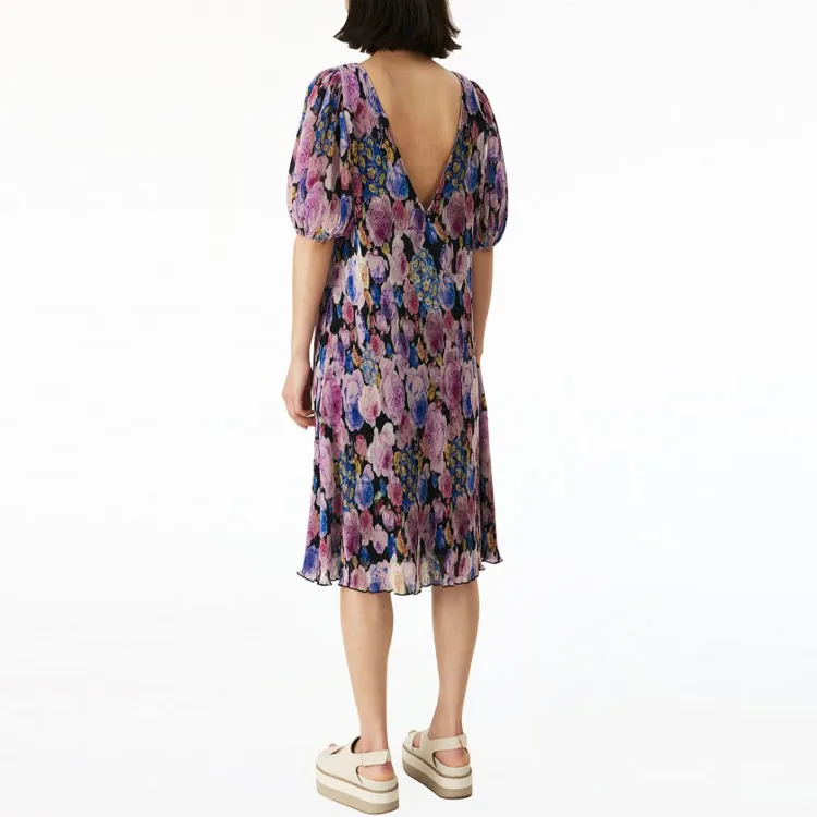 GANNI Short-Sleeved Dresses Women's Purple-2