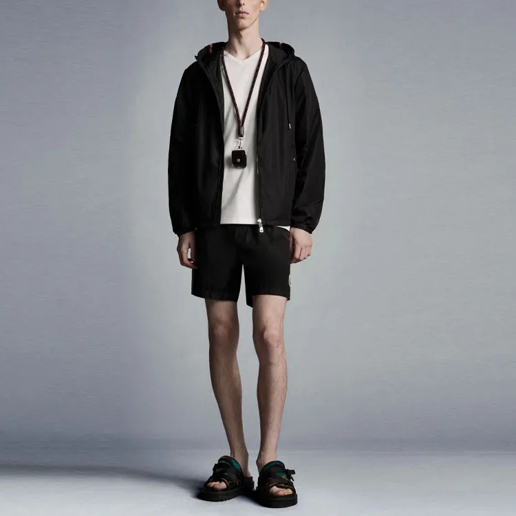 Moncler Logo Patch Stripe Detailed Swim Shorts-2