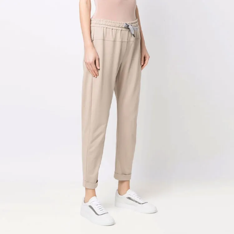 Brunello Cucinelli Knitted Sweatpants Women's Beige Yellow-2