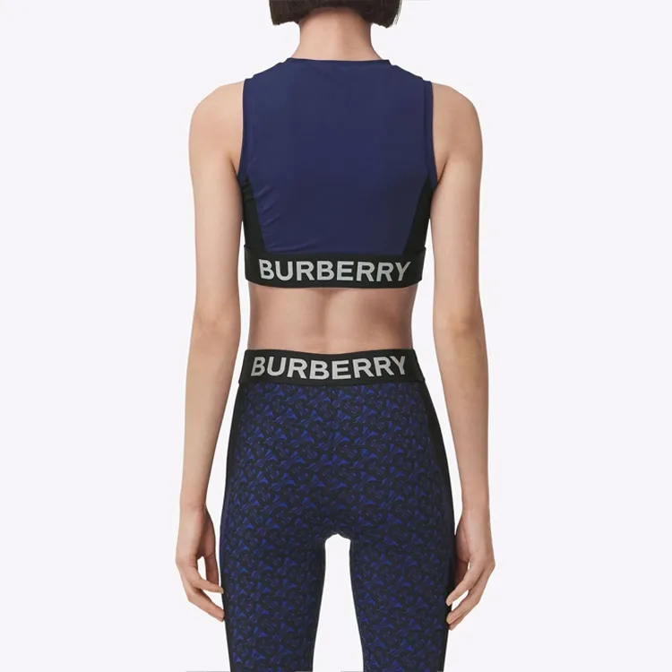 Burberry Tb Monogram Print Zipped Crop Top 'Deep Royal Blue'-3