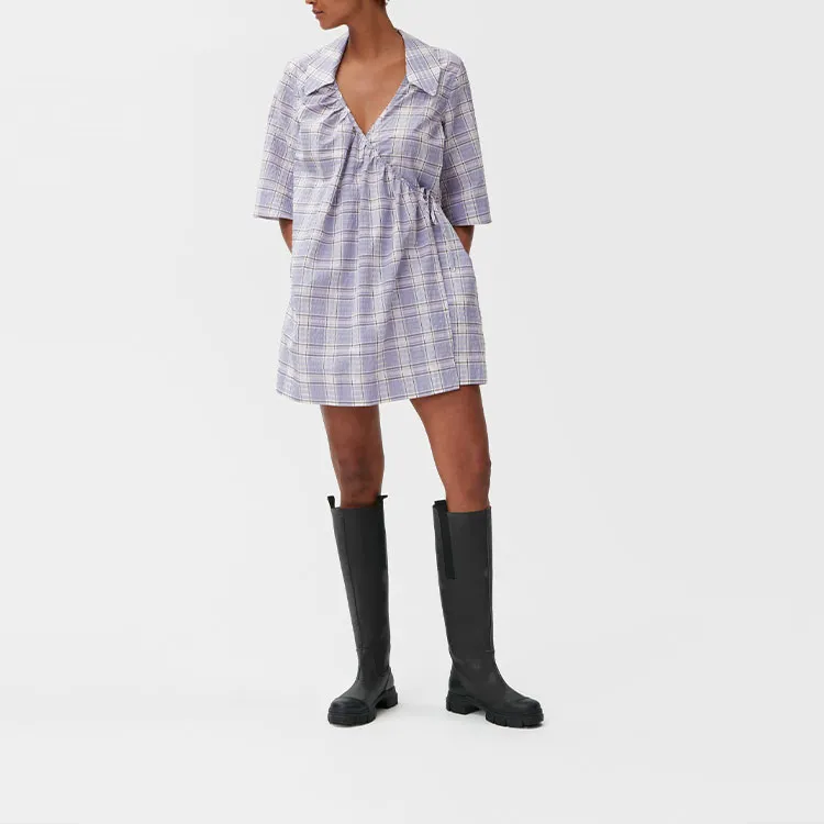 GANNI Short Sleeved Dress Women's Purple-3