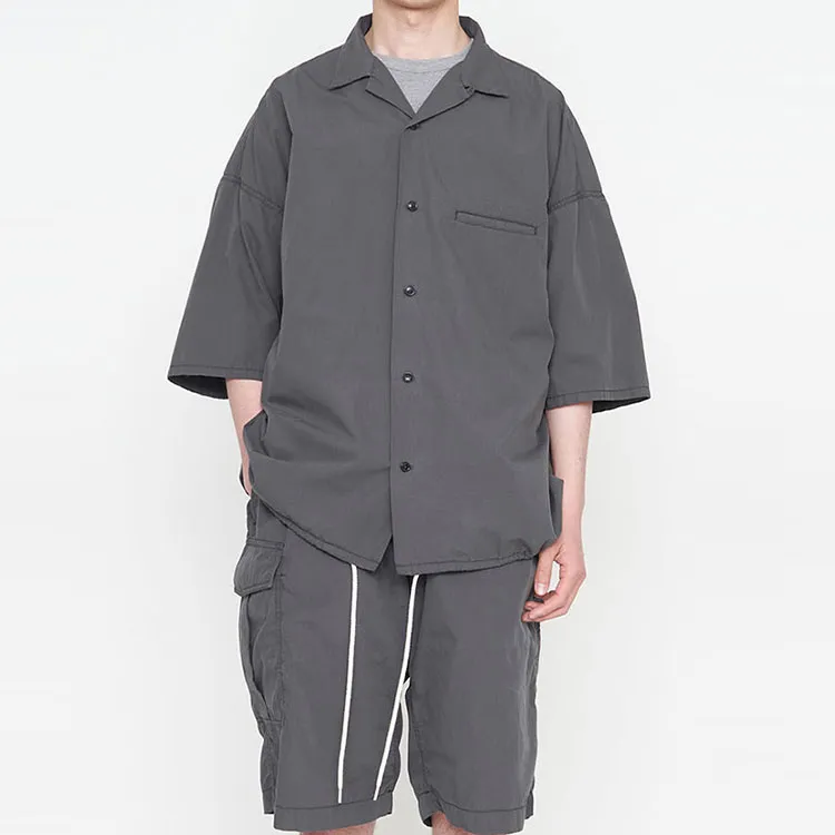 Nanamica Open Collar Wind H/S Shirt-1