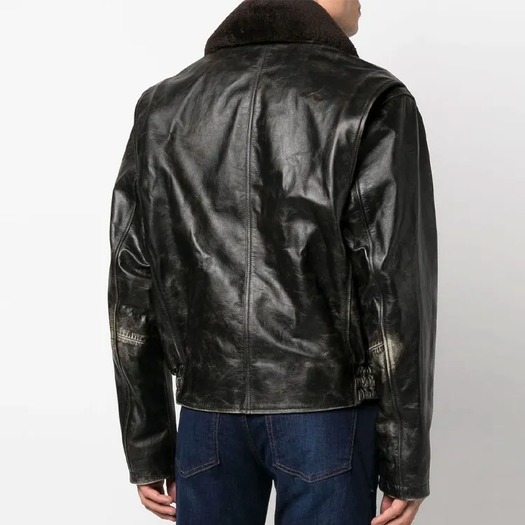 DIESEL Leather Jackets Men Black-2