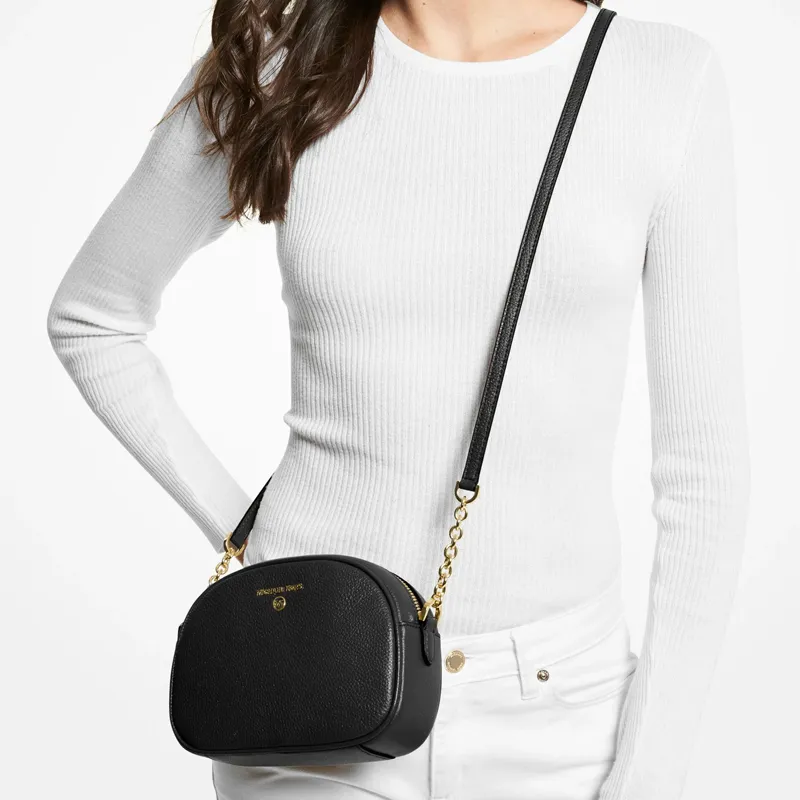 MICHAEL KORS Jet Set Charm Litchi Grain Leather Shoulder Bag, Crossbody Bag Trumpets Women's Black-4