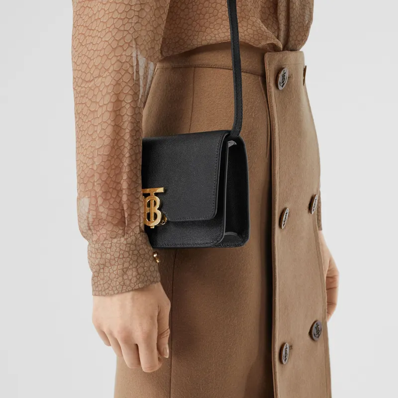 Burberry Grained Calfskin Crossbody Bag Mini Women's Black-6