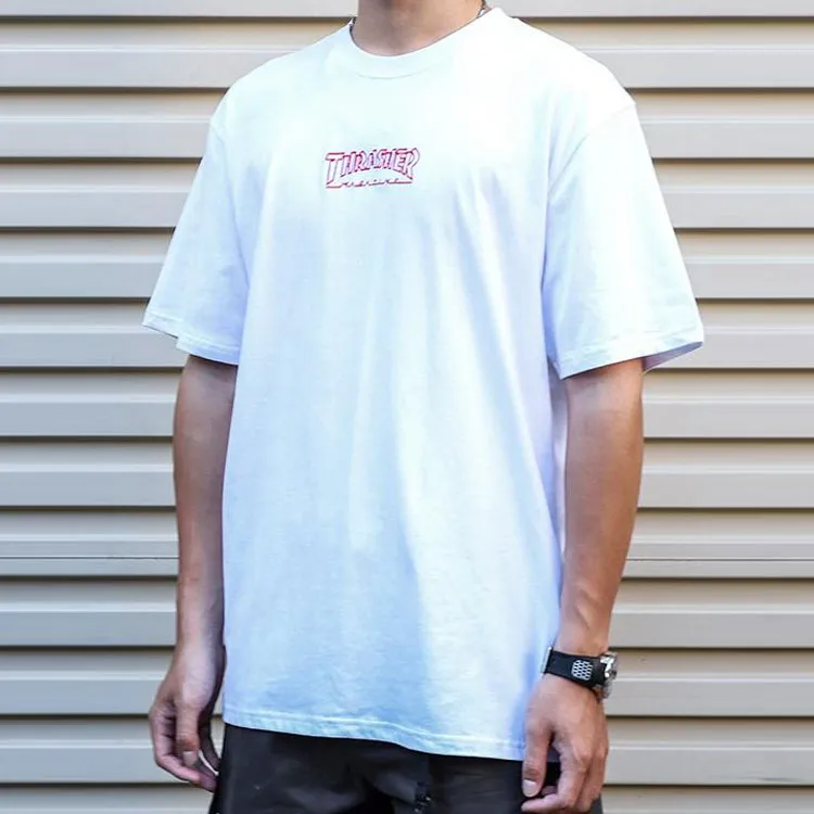 Thrasher Crew Neck Loose Fit Straight Short Sleeved T Shirt Japan Version Unisex White-2