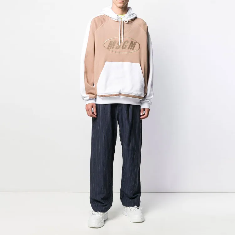 MSGM Embroidered Logo Colour Block Hoodie-1