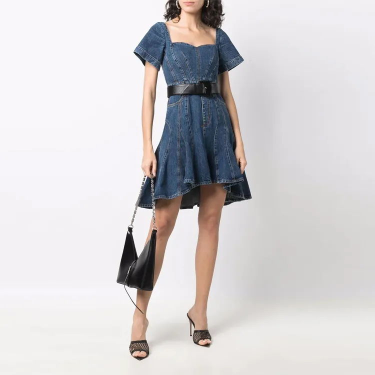 Alexander McQueen SS22 Short Sleeved Dresses Women's Blue-1