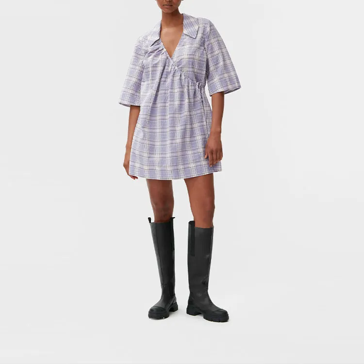 GANNI Short Sleeved Dress Women's Purple-2