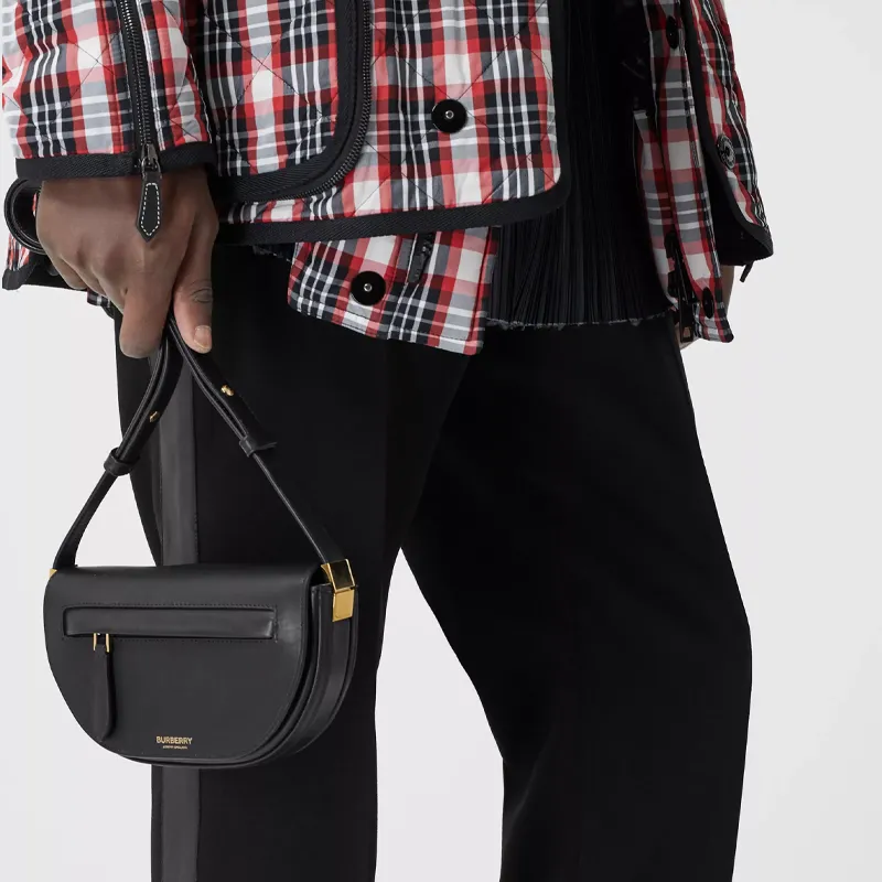 Burberry Lambskin Shoulder Bag Crescent Bag Handbag Shoulder Bag Women's Black-6