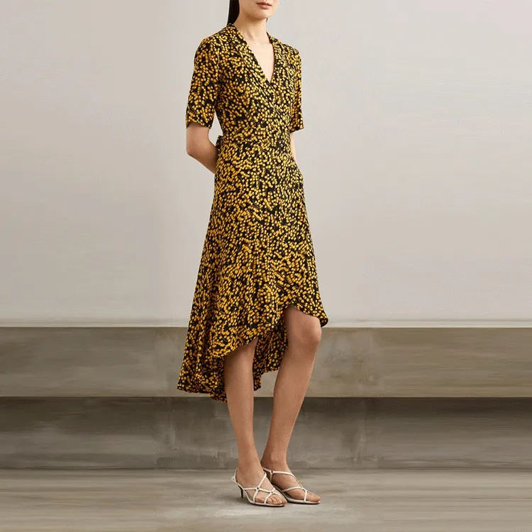 GANNI Short Sleeved Dresses Women's Yellow-3