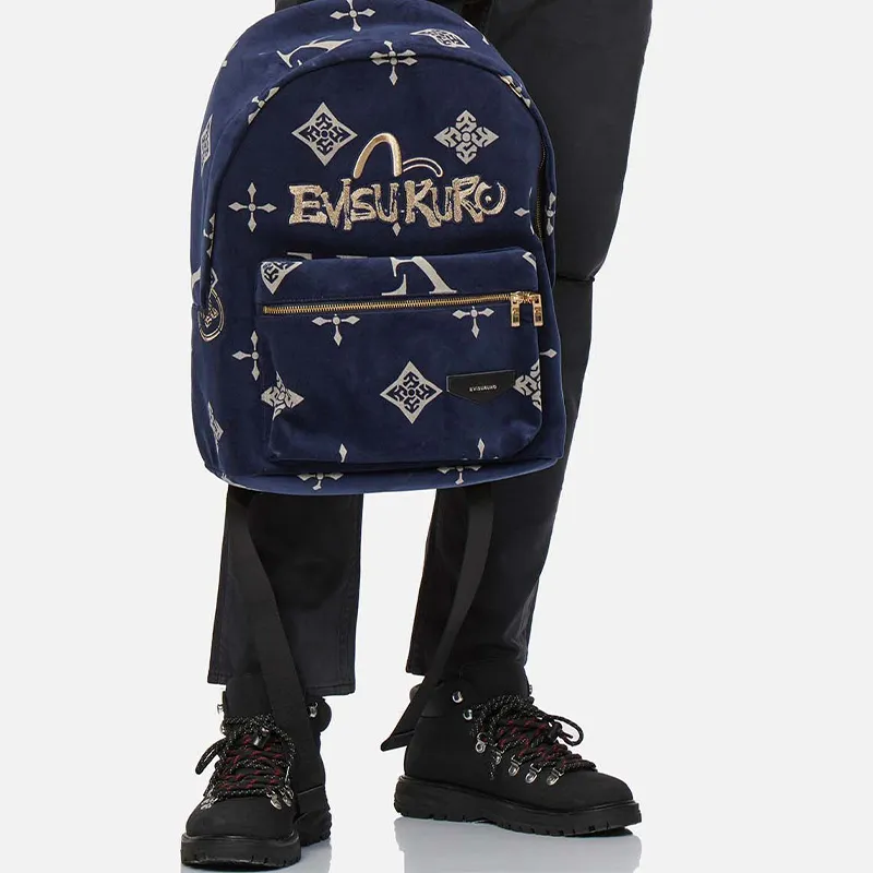 EVISU Cotton Backpack Regular Men's Blue-4