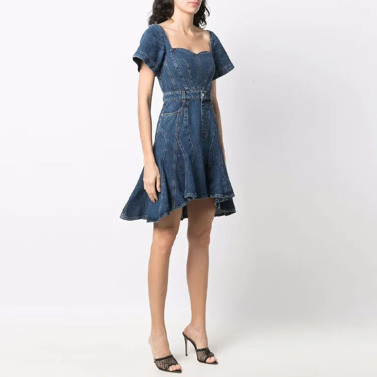 Alexander McQueen SS22 Short Sleeved Dresses Women's Blue-3