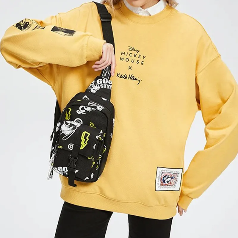 LiNing Disney Collaboration Fabric Fanny Pack Shoulder Bag Crossbody Bag Sling Bag Unisex Black-5