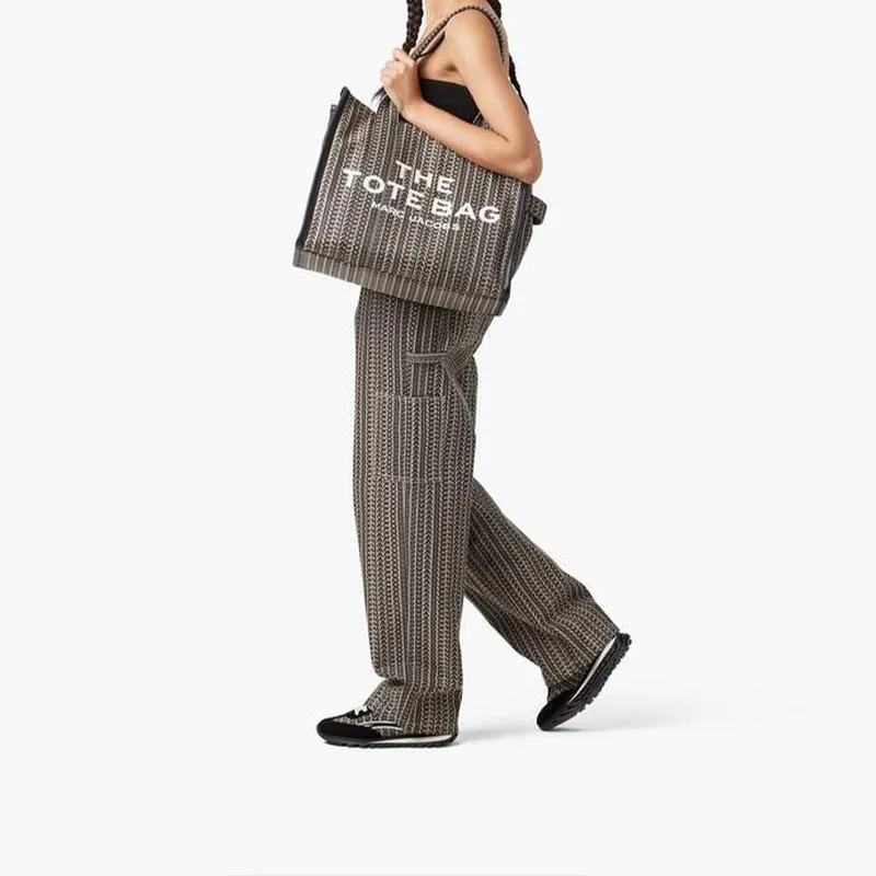MARC JACOBS Monogram Jacquard Tote Bag Large Brown-6