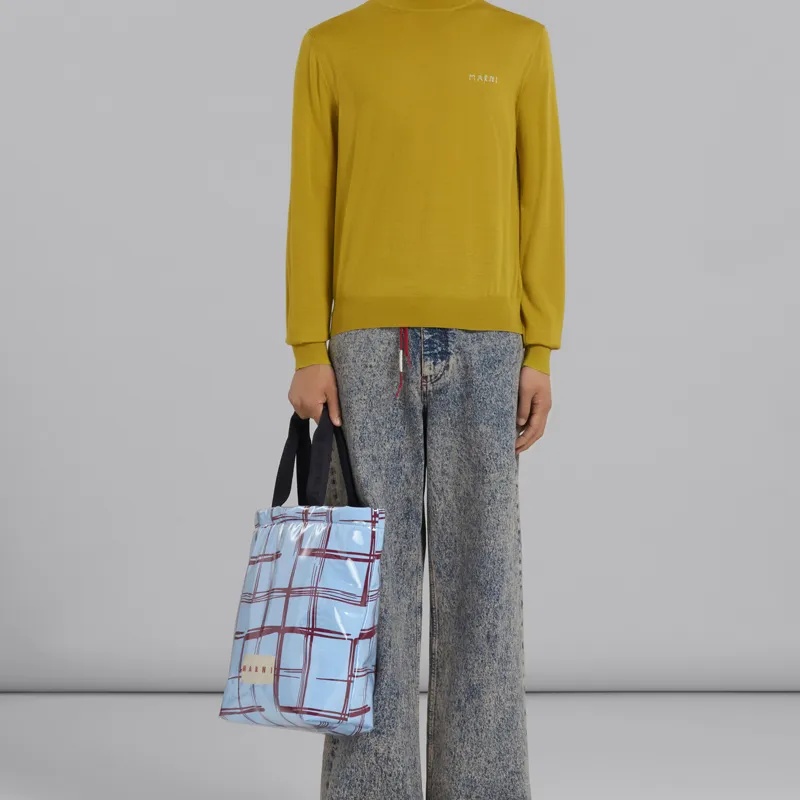 MARNI Checked Logo Patch Tote Bag-5