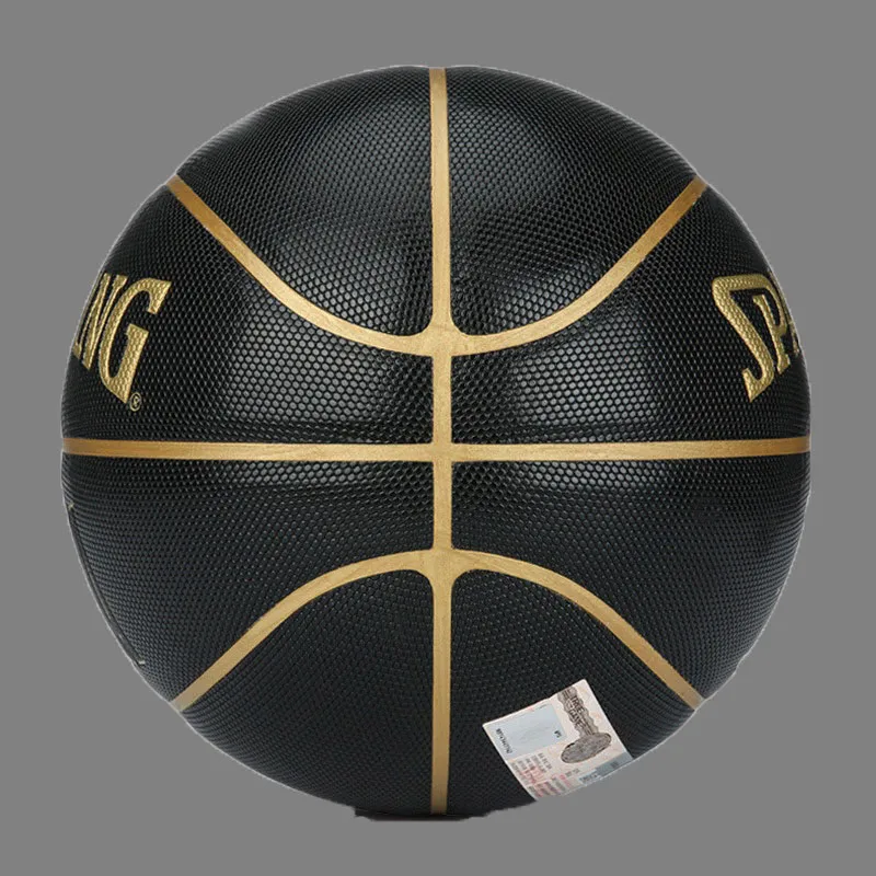 SPALDING PU Basketball Black Gold Size 7 Match Men's-2