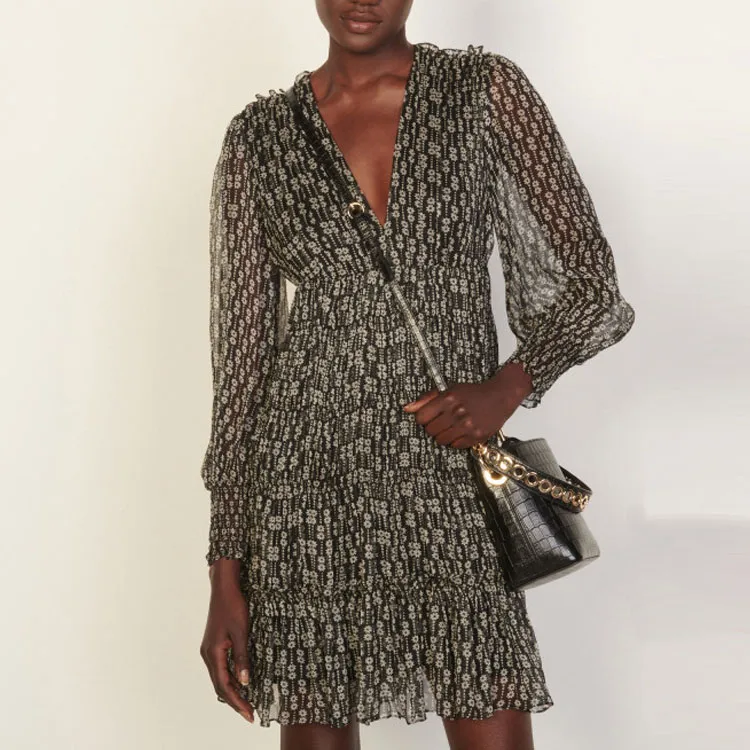 Sandro Long-Sleeved Dresses Women's Black/White-1