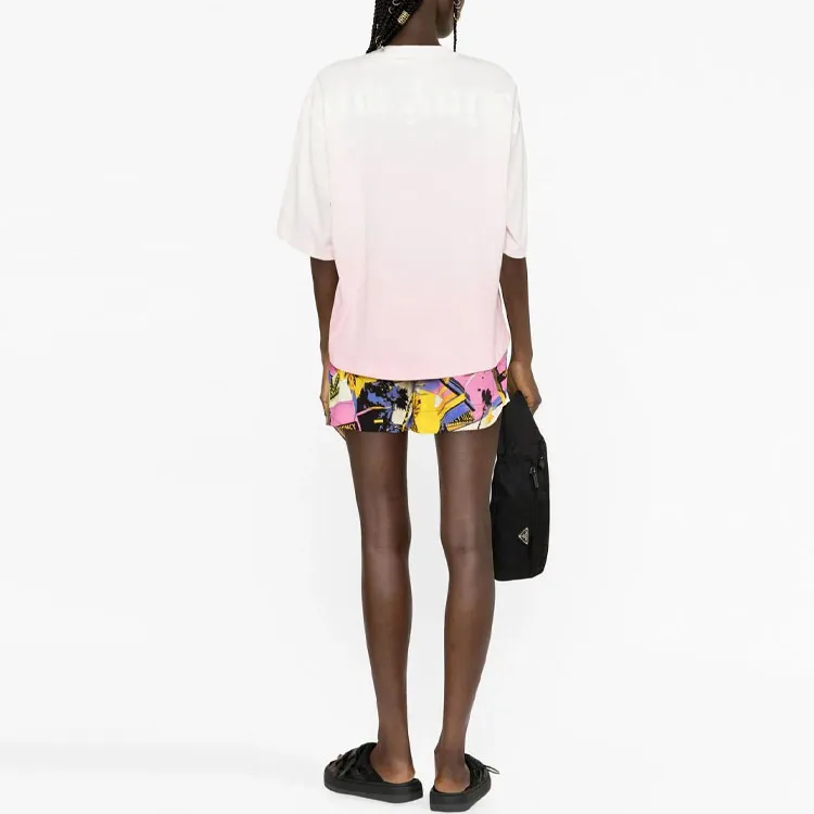 PALM ANGELS Gradient Overlogo Tee Coral/White-2