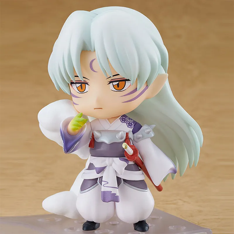GSC Sesshomaru Inuyasha Q Version Clay Figure Poseable With Base 10cm Chibi Figures-4