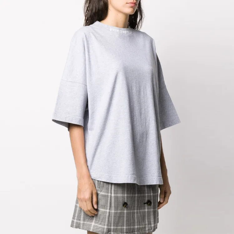 PALM ANGELS Logo Over Tee Grey-2