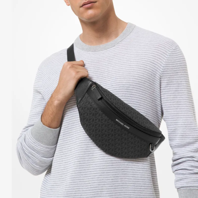 MICHAEL KORS Greyson Coated Canvas Fanny Pack Sling Bag Men's Black-3