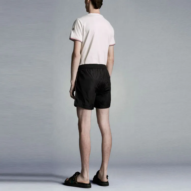 Moncler Logo Patch Stripe Detailed Swim Shorts-3