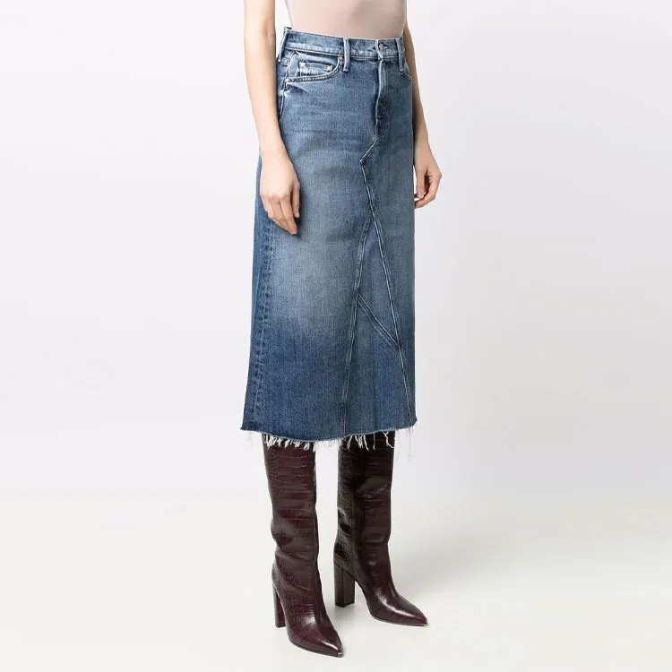 MOTHER Denim Long Skirts Women's Blue-3