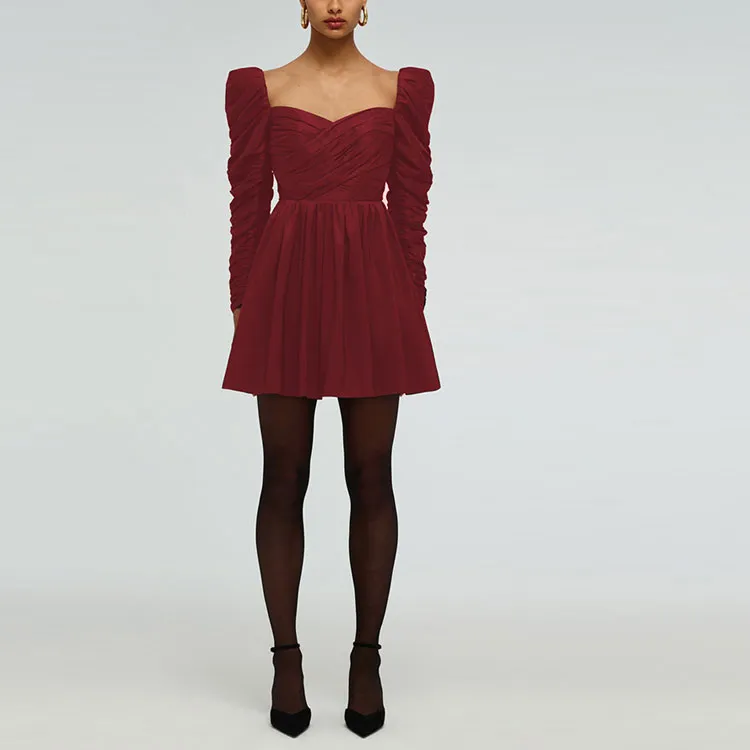 Self portrait SS22 Long Sleeved Dresses Women's Red-2