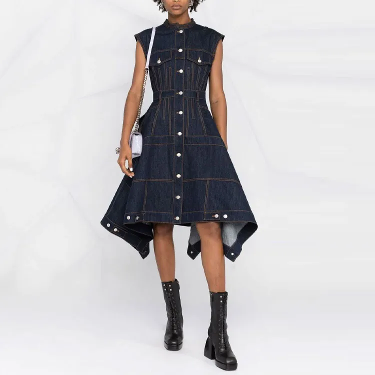 Alexander McQueen Sleeveless Dresses Women's Blue-1