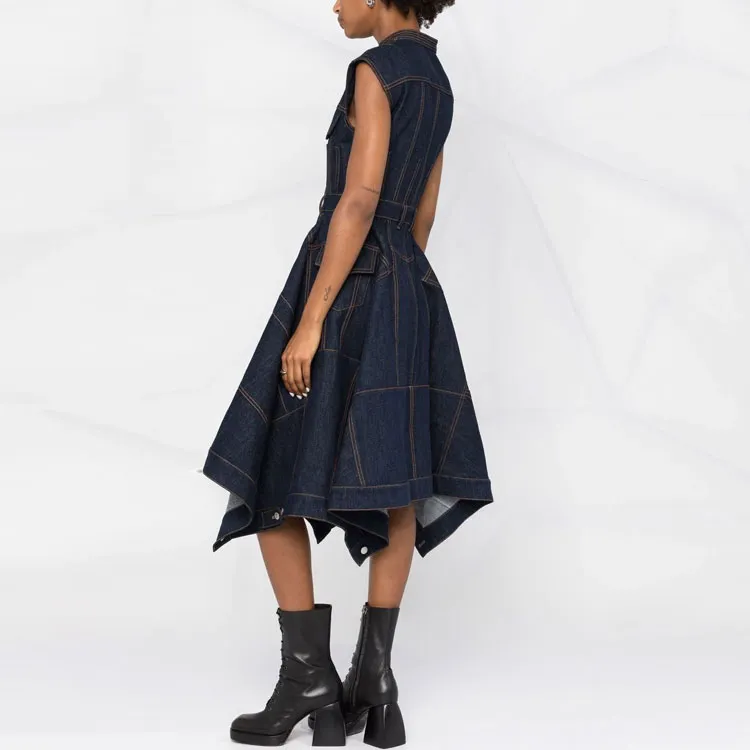 Alexander McQueen Sleeveless Dresses Women's Blue-3
