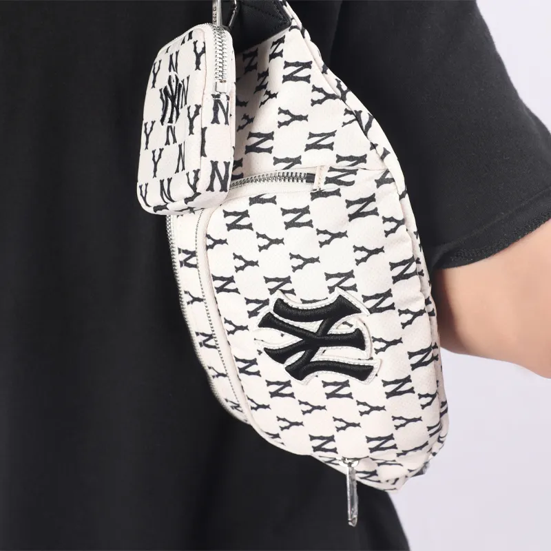 MLB Monogram Collection Polyester Combo Bag Fanny Pack Regular Unisex Black White-10