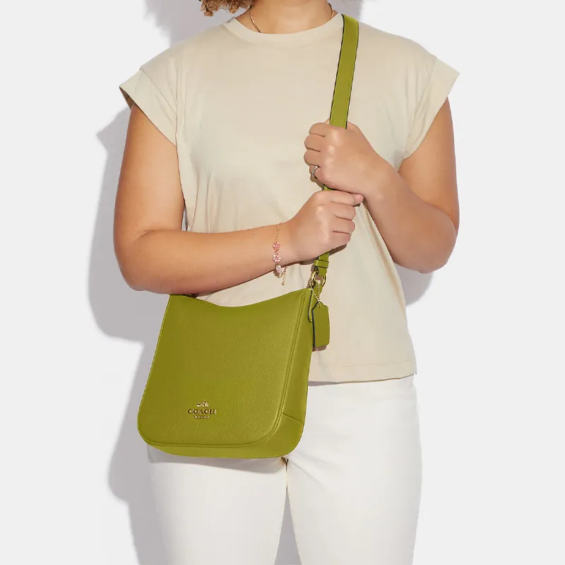 COACH Ellie Pebbled Leather File Bag Shoulder Bag Crossbody Bag Medium Size Women's Yellow Green-4