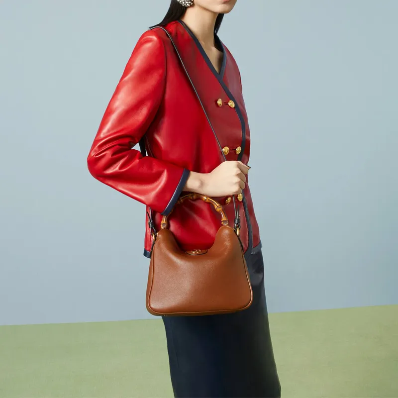 GUCCI Diana Leather Portable Crossbody Bag, Shoulder Bag Trumpets Women's Brown-10