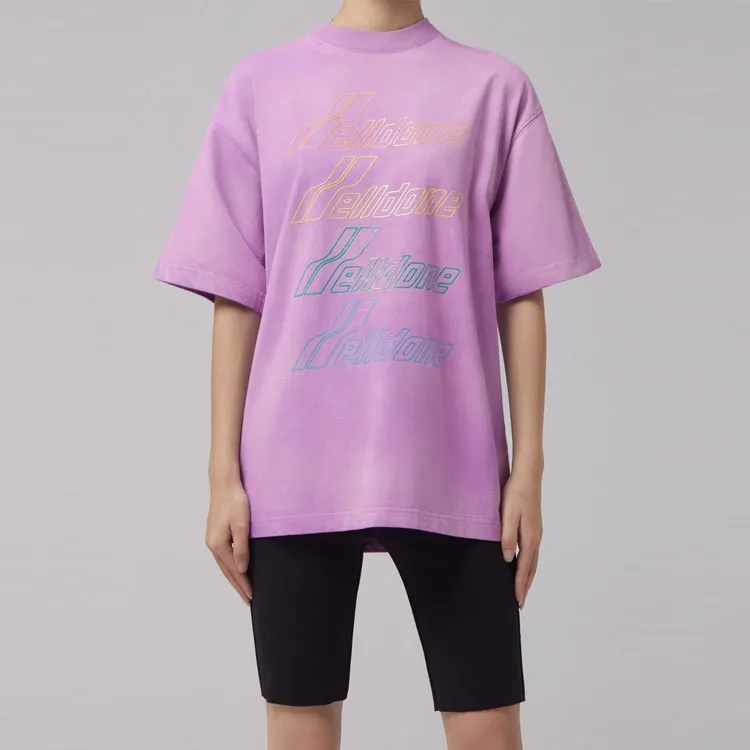 WE11DONE Iridescent Logo Hand Bleached T Shirt-1