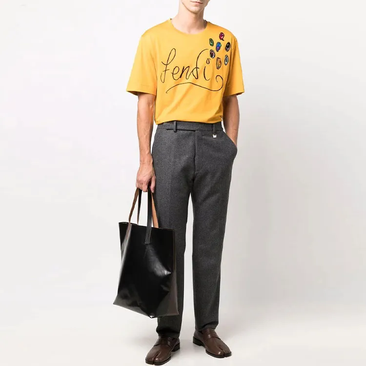 FENDI T-Shirts Men Yellow-1