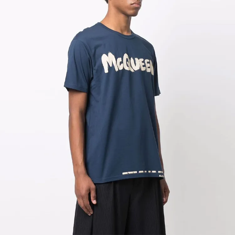 Alexander McQueen T Shirts Men Blue-2