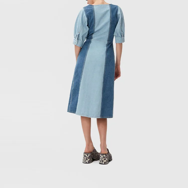 GANNI Short-Sleeved Dresses Women's Blue-3