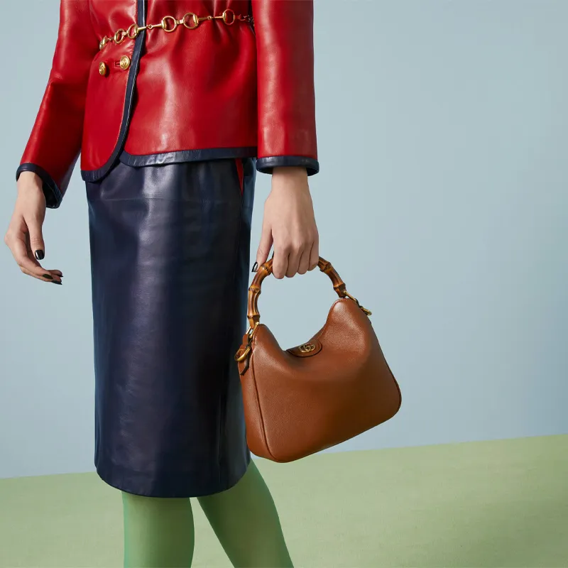 GUCCI Diana Leather Portable Crossbody Bag, Shoulder Bag Trumpets Women's Brown-11