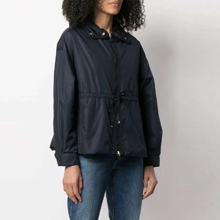 Moncler Cropped Coats Women's Navy Blue-3
