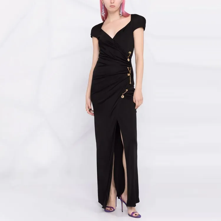 VERSACE Short Sleeved Dresses Women's Black-2