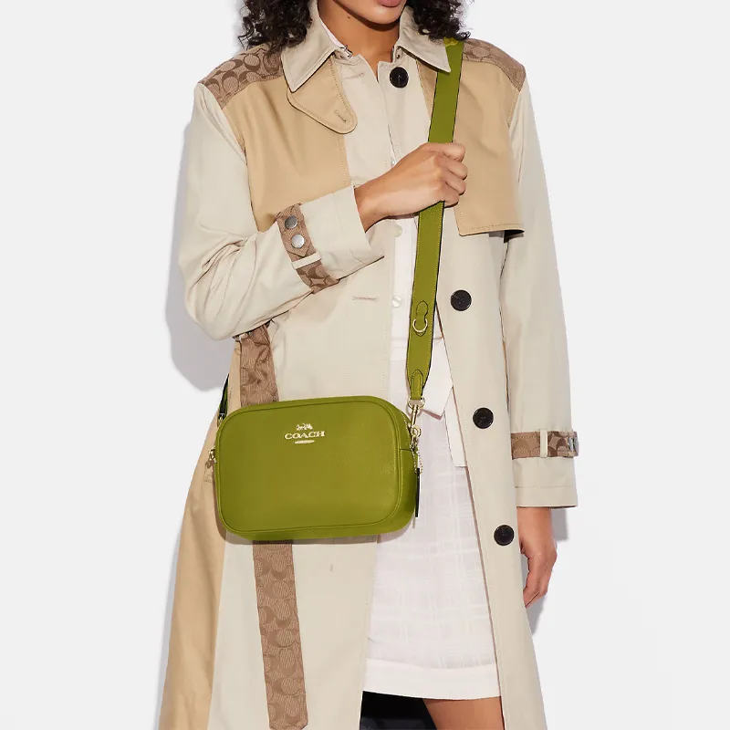 COACH Jamie Cow Leather Camera Bag Shoulder Bag Crossbody Bag Medium Size Women's Yellow Green-3